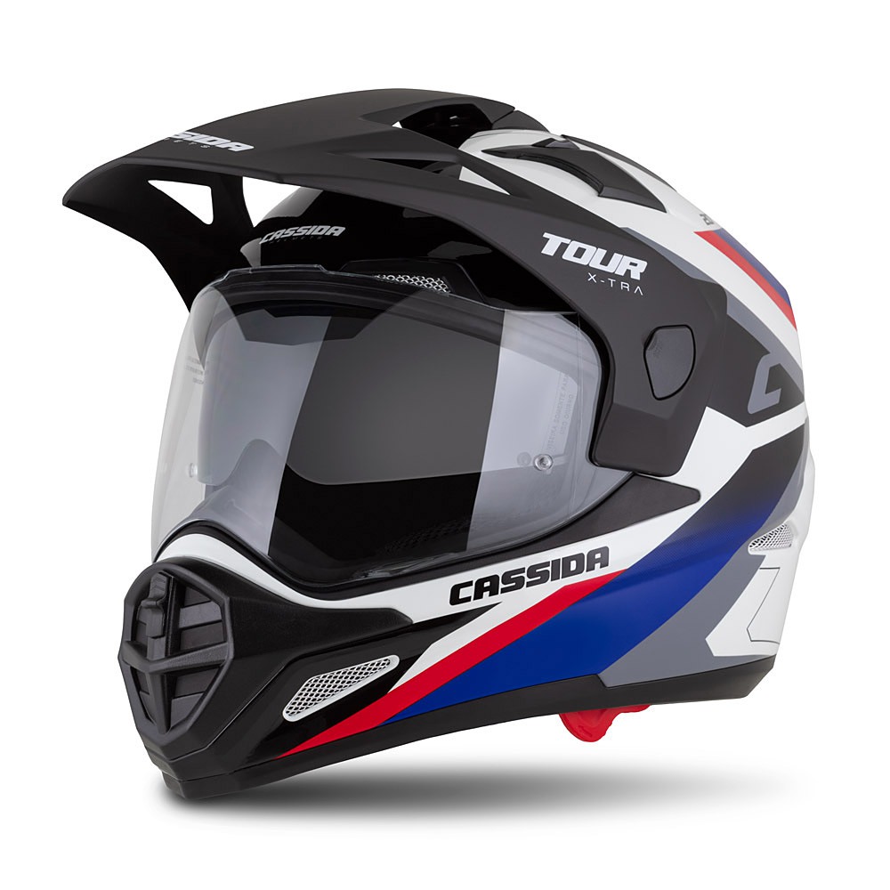 helmet-tour-2-0-x-tra-cassida-white-blue-red-black-black-matt-peak-pinlock-ready-visor-2025_i608030-1.jpg Casca moto touring Cassida Tour 2.0X-tra (2025) - imagine 1