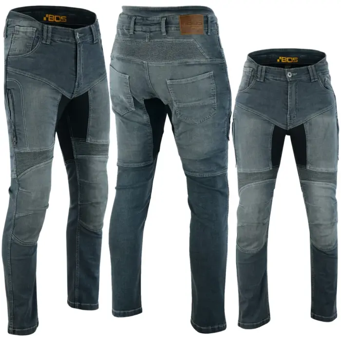 Blugi moto Prado  BOS Premium ARAMID   Protectii incluse gri/albastru/negru - imagine 3